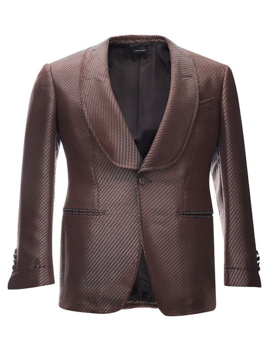 Elegant Bronze Silk Smoking Jacket